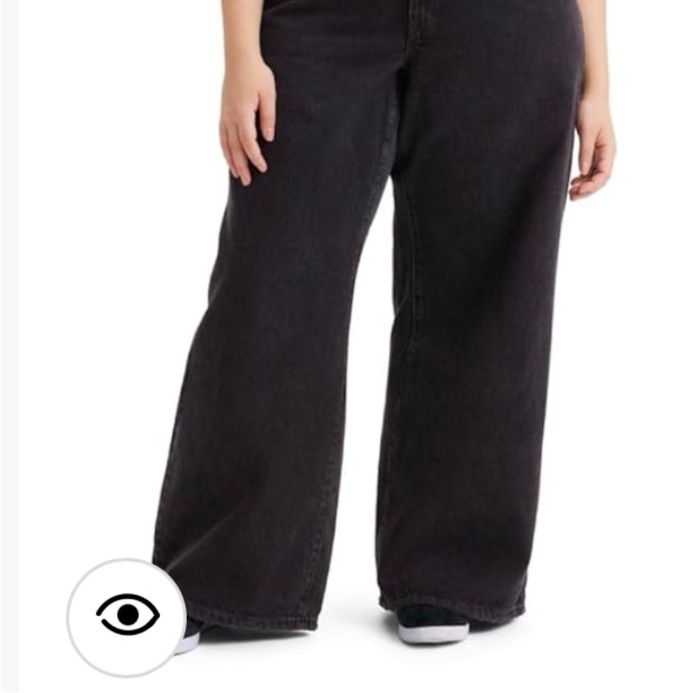 Women's Black Wide-Leg Jeans - Picture 3 of 7